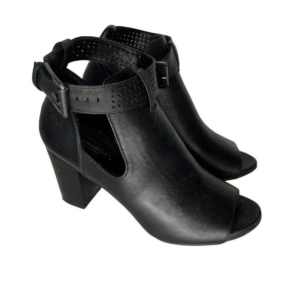 Sole Senseability Kohls Ankle Shoes Booties Sz 7 Faux Leather Peep Toe - Picture 1 of 8